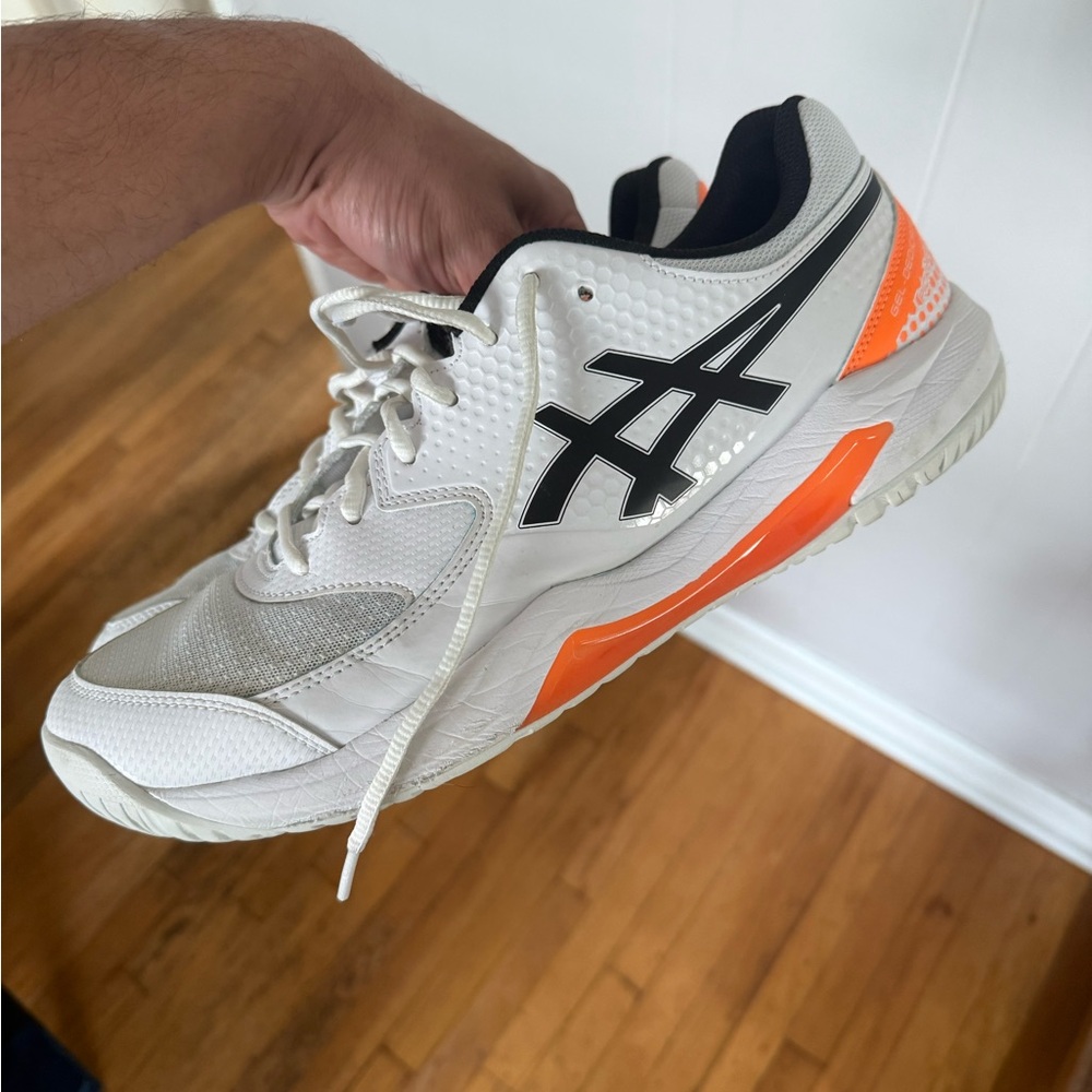 ASICS Men's White and Orange Athletic Sneakers